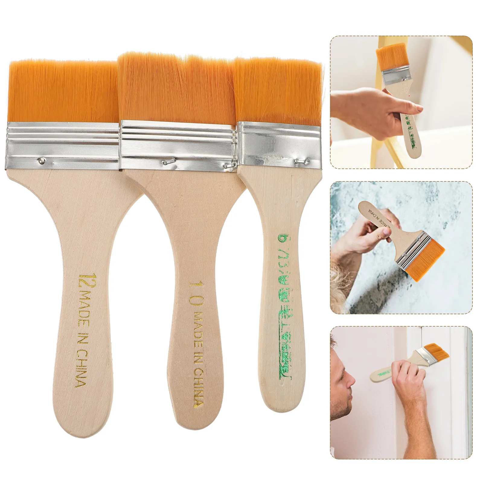 6Pcs Oil Painting Brushes Wooden Handle Even Color Distribution Multipurpose Paint Brushes Household Art Accessories