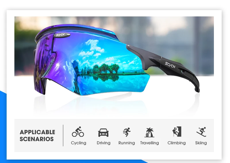 Scvcn Herren Fahrradbrille Outdoor Sport Runing Sonnenbrille Damen MTB Fahrradbrille Straßenreiten Angeln Wandern Brillen – Detail 5