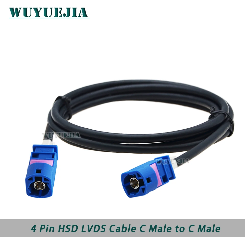 New HSD LVDS Cable Blue C Male 4Pin Wire Video Line for VW BMW Audi Mercedes Car GPS Navigation Audio High-Speed Wiring Harness