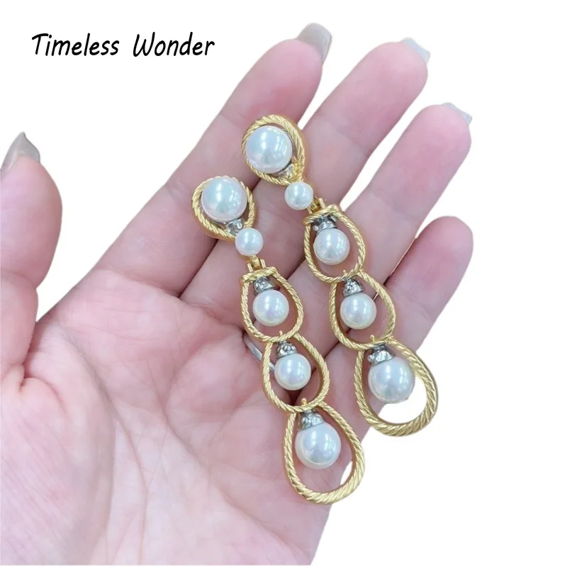 

Timeless Wonder Fancy Zircon Geo Pearl Stud Earrings for Women Designer Jewelry Runway Gift Brincos Sweet Korean Cute Top 4667