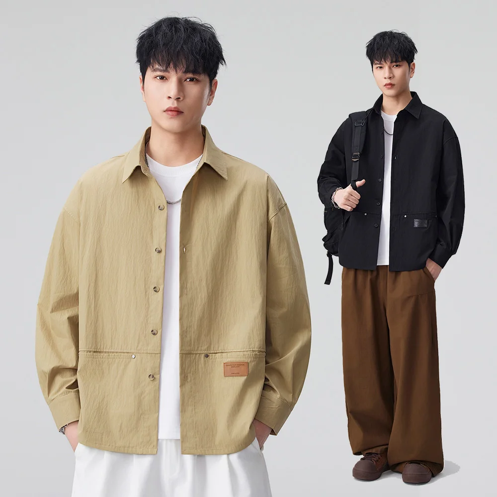 

Men Fashion Vintage Loose Casual Long Sleeve Outdoor Cargo Shirts Male Spring Autumn Streetwear Plus Size Shirt Blouses Tops