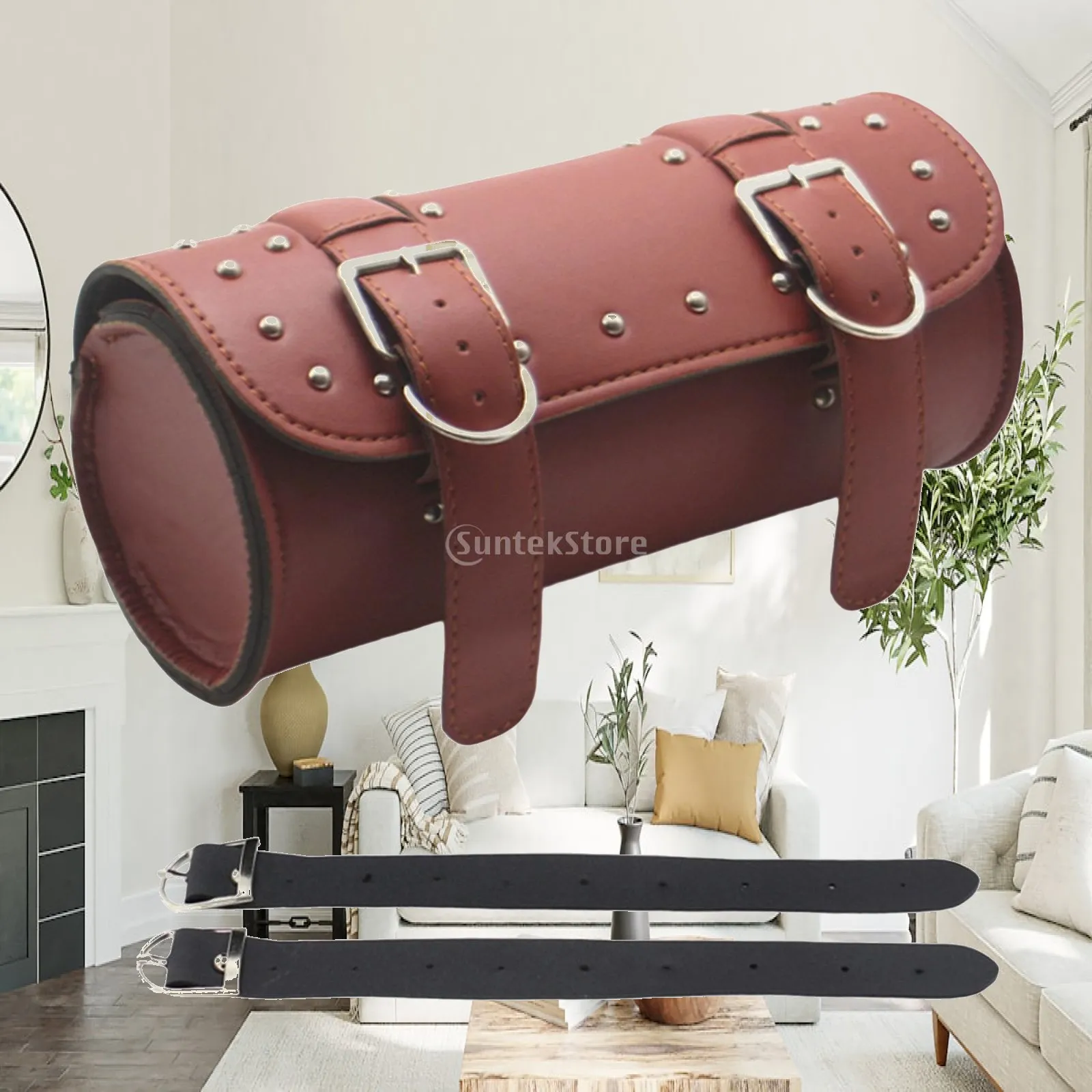 

PU Leather Saddlebag Luggage Storage Pouch Tool Bag for Motorcycle Bicycle Easy Install Gift