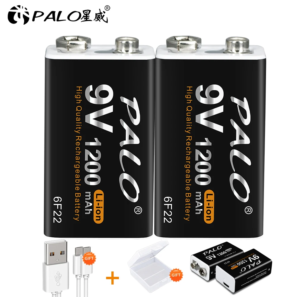 9V Rechargeable Battery Lithium Li-ion 9 Volt 6F22 Ni-MH Ni MH 9V Crown Battery for Multimeter KTV Microphone Metal Detector