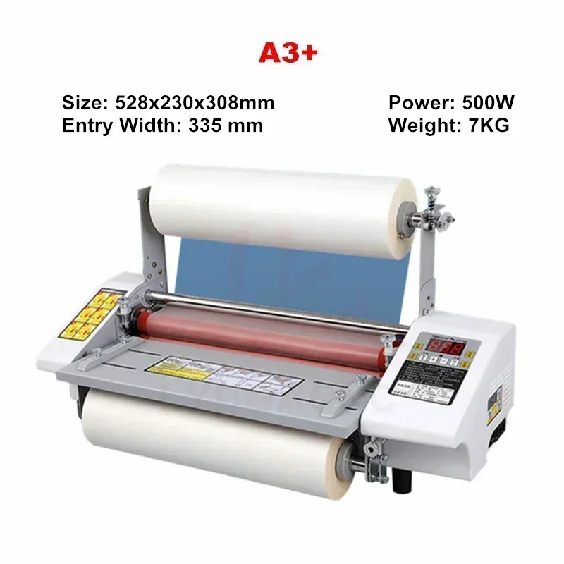 

Desktop A3 A4 Paper Laminating Machine English Version Four Roller Cold Hot Laminator Rolling Machine FY-350DL for Film Photo