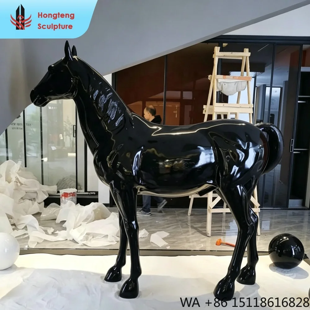 Customized Life Size Resin Crafts Garden Indoor Outdoor Resin Sculpture Large Fiberglass Resin Plastic Animal Horse Statue