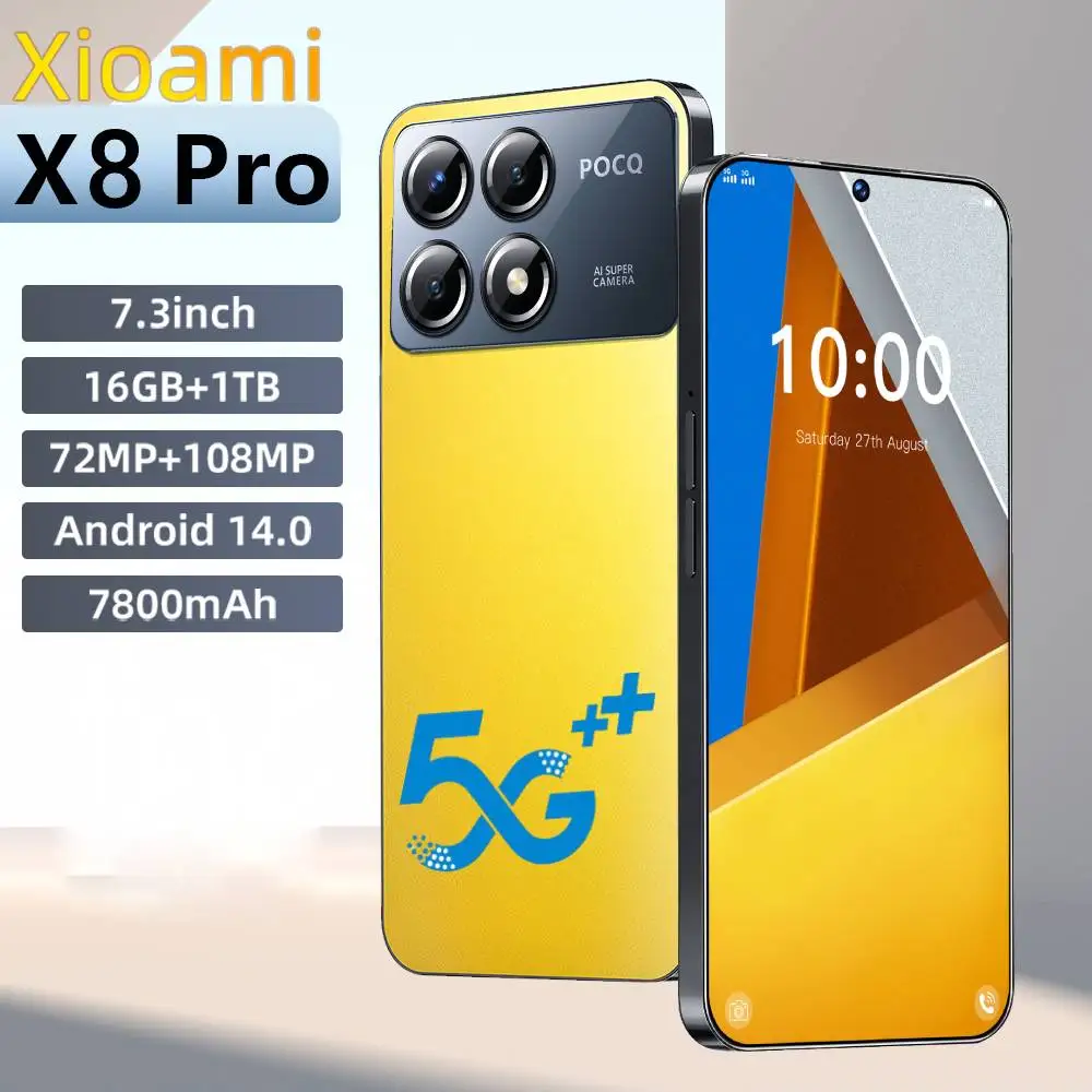 

2025 New Xioami X8 Pro 7.3HD Global Edition Original Smart Dual Card 7800mAh Battery Facial The phone case is used for