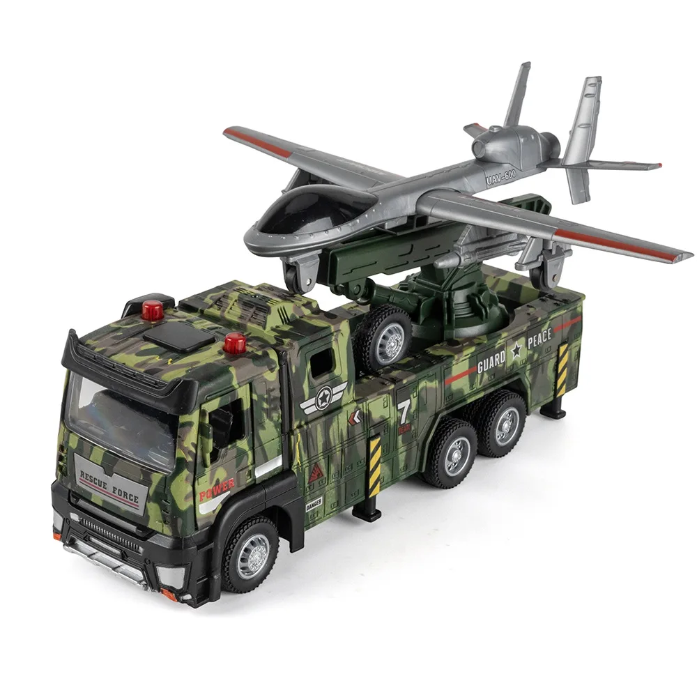 

1:32 Alloy Military Drone Launcher Model Ornament Toy Gift Diecast Alloy Car Model Collectible