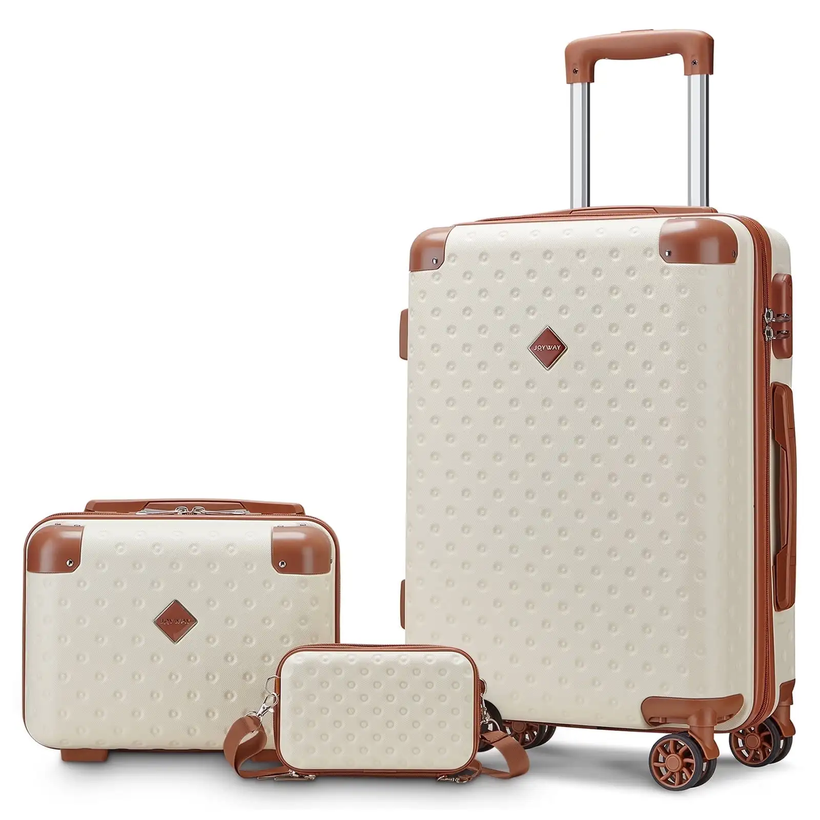 

3-Piece Carry-on Luggage Set with Swivel Wheel Combination Lock Lightweight Hard Shell Set-Beige
