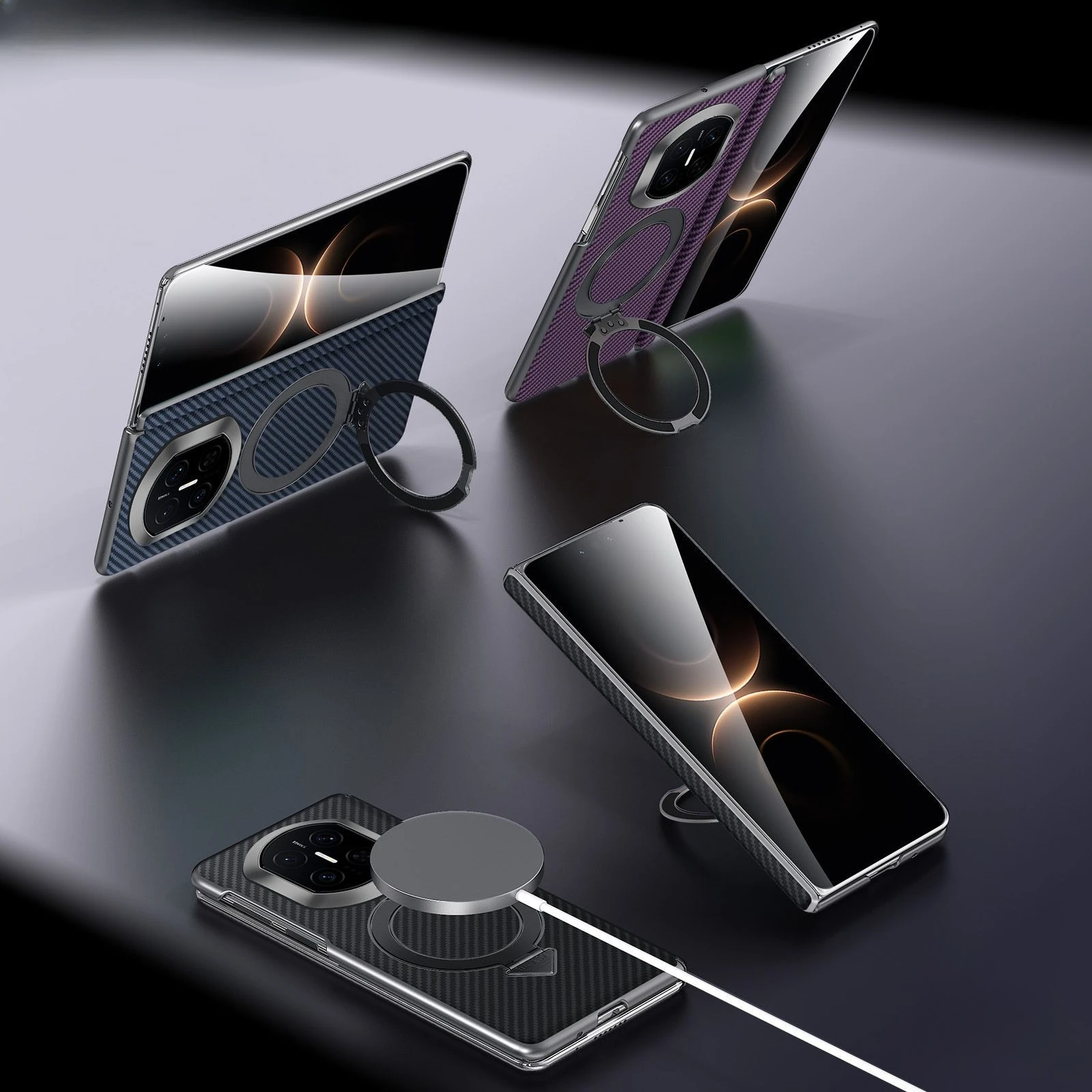 

For Huawei Mate X7 Case Magnetic Stand Kevlar Textured Leather Skin-friendly Cover For Huawei Mate X7 Shockproof Bumper Funda