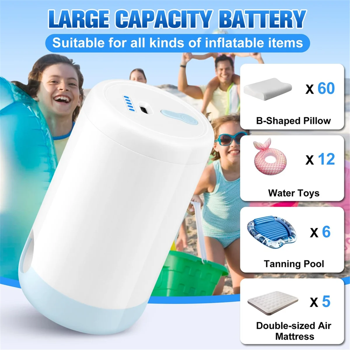 مضخة هواء صغيرة محمولة للمطاطية، تضخم فائق السرعة بدقة 4 كيلو باسكال