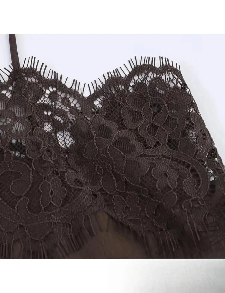 خمر المرأة عادية براون الصلبة الدانتيل دعوى الدانتيل البنطال القصير فضفاض طويل تنورة مستقيمة موضة جديدة عطلة مجموعة #4