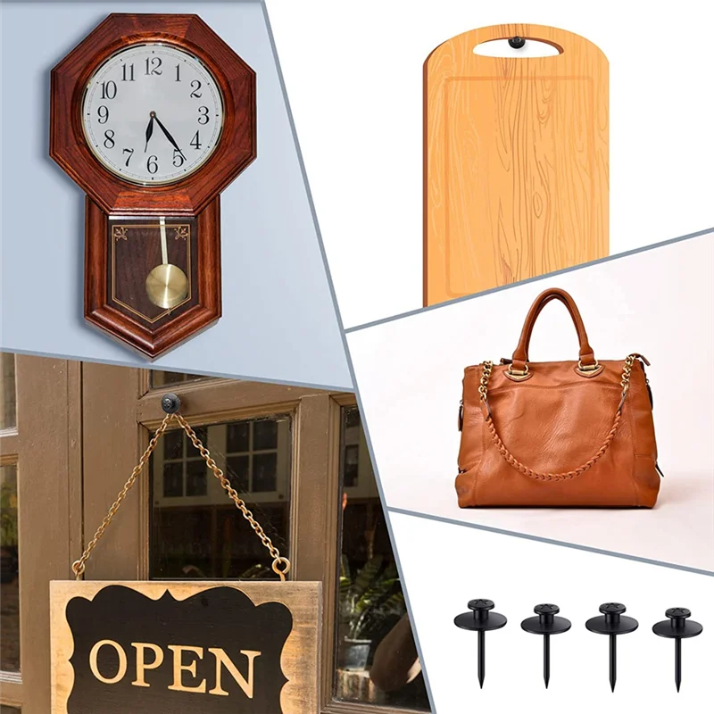 

ABWP-50 Pcs Double Headed Picture Hangers Push Pins Decorative Wall Hooks Nails Black Thumb Tacks Small Head Hanging Nails