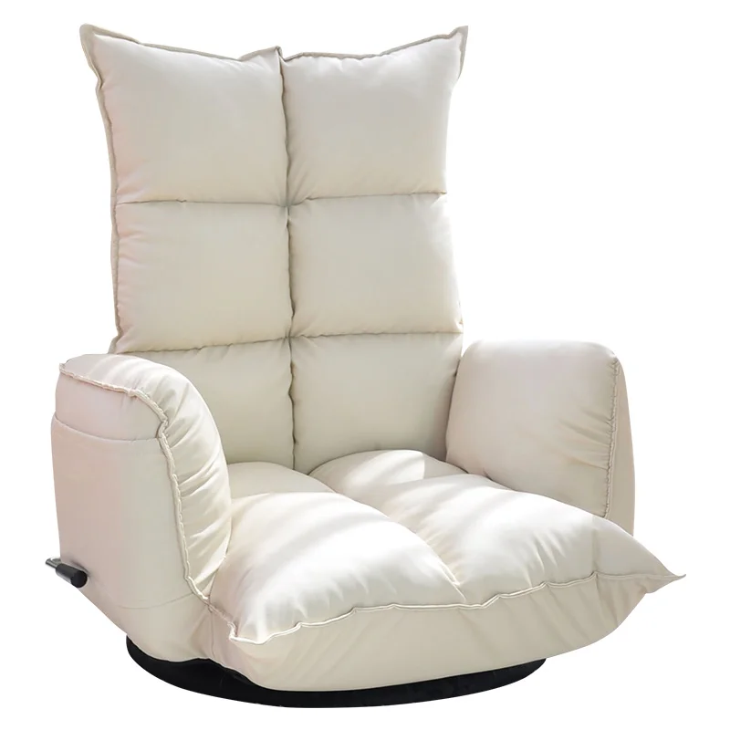 Compact Rotating Recliner Chair Foldable Tatami Sofa Chair Bed Single Armrest Lounger for Small