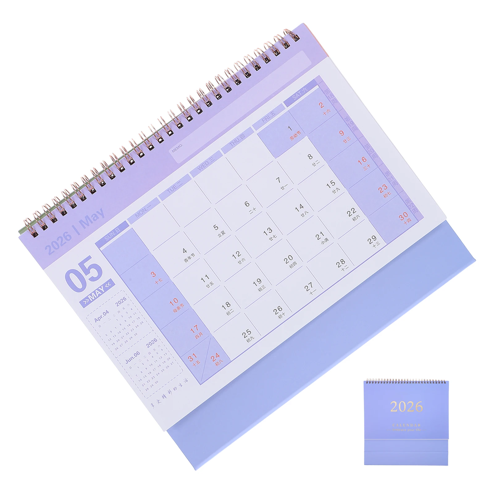 

Desk Calendar 2026 Coil Binding Table Planner Agenda Organizer Minimalist Design Smooth Writing
