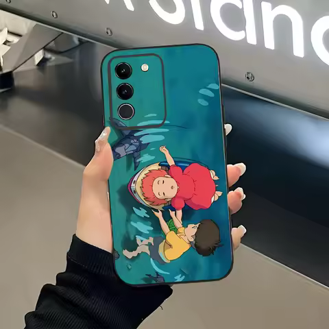 Cartoon P-Ponyo Phone Case Black Soft For Samsung S25 S24 Ultra 23 Fe 22 Plus Galaxy A54 A55 A16 A13 A24 A15 A25