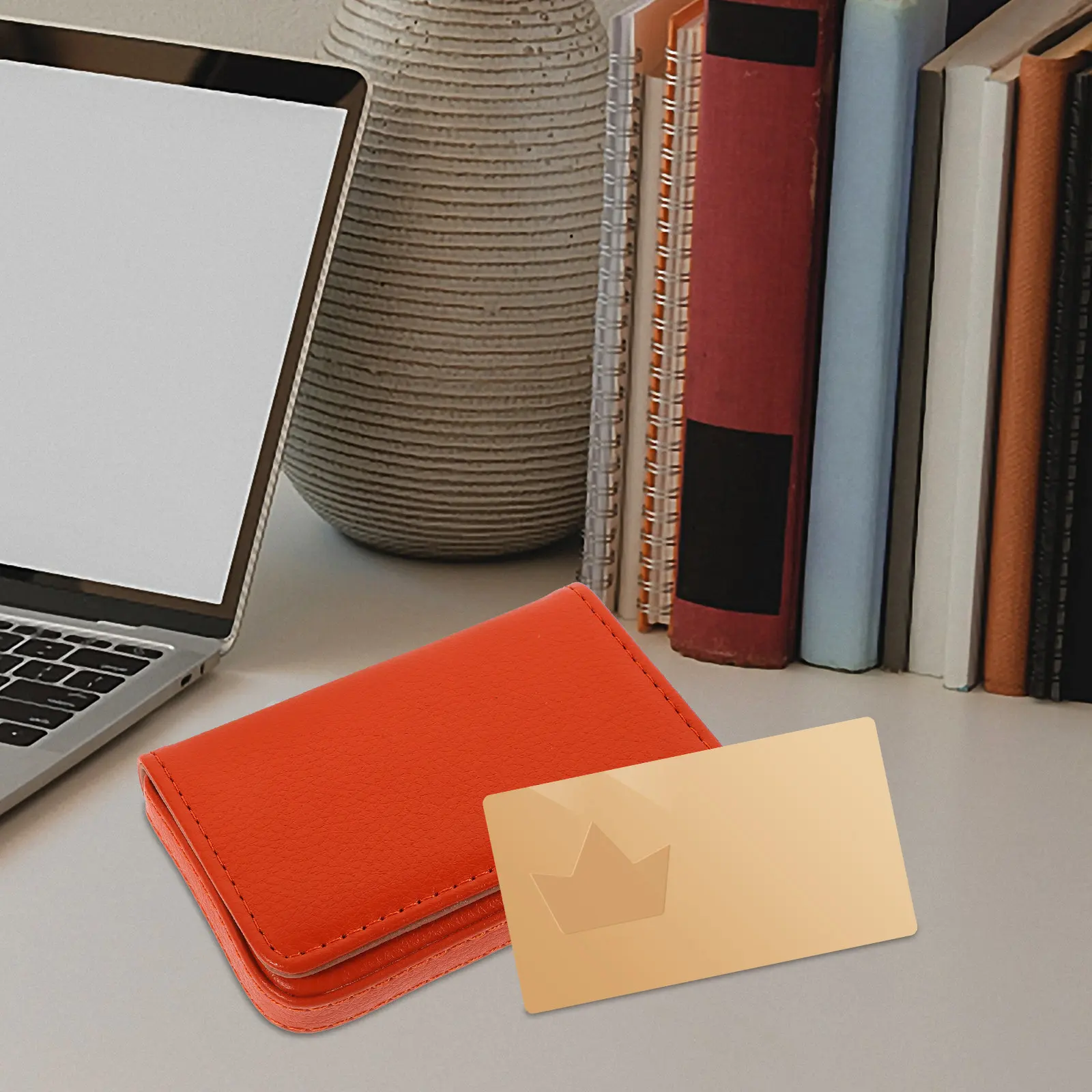 Desktop Business Card Box Professional Cards Storage Case Portable Office Accessory Sturdy Name Cards Container for Commercial