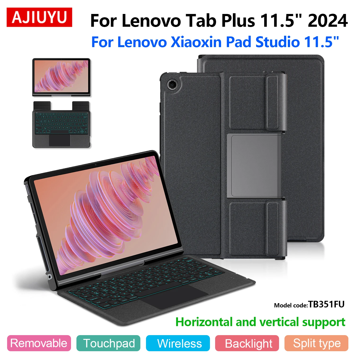 

Клавиатура для Lenovo Tab Plus 11,5 дюймов 2024 Xiaoxin Pad Studio 11,5 "TB351FU чехол Magic Smart клавиатура чехол TouchPad подсветка