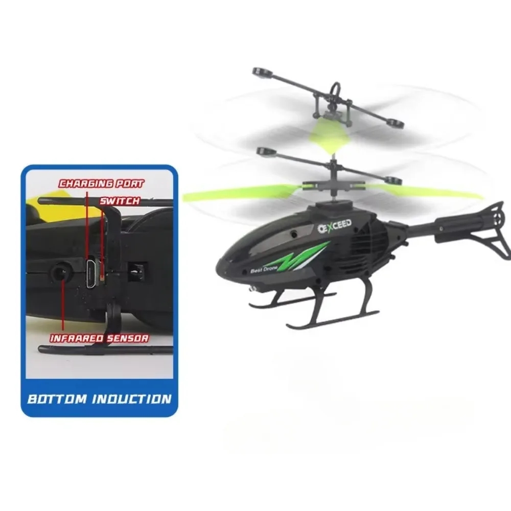 Gesture Control Suspension Helicopter 2 Channel Palm Remote Control Sensing Aircraft with Charging LED Light Kids Toy for Boys