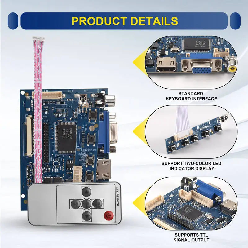 AEE7-7 Inch 1024X600 Lcd-scherm Driver Board W/Driver Board Monitor Voor Raspberry Pi Ondersteuning AV Omkeren prioriteit