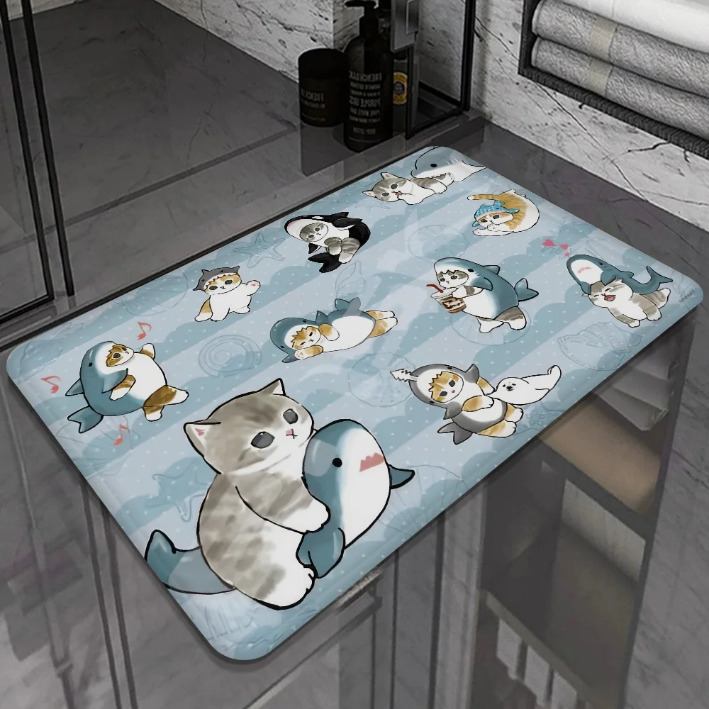 Funny Anime Cat Bathroom Mat INS Style Soft Bedroom Floor House Laundry Room Mat Anti-skid Welcome Doormat