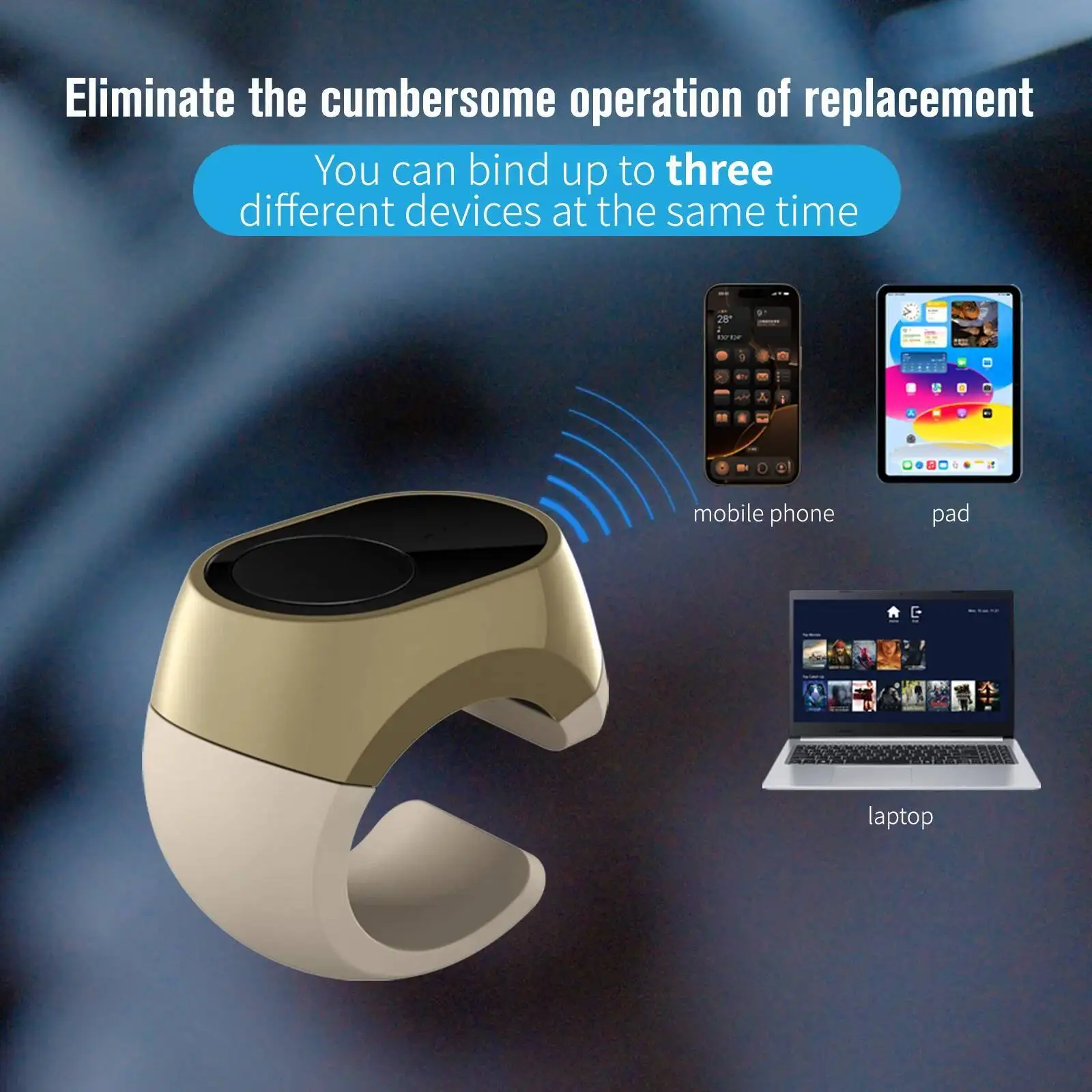 Wireless Bluetooth Remote Control Ring Mouse Multifunctional Smart Fingertip Controller Mice for Smartphone/PC/ TV/iPad Gifts