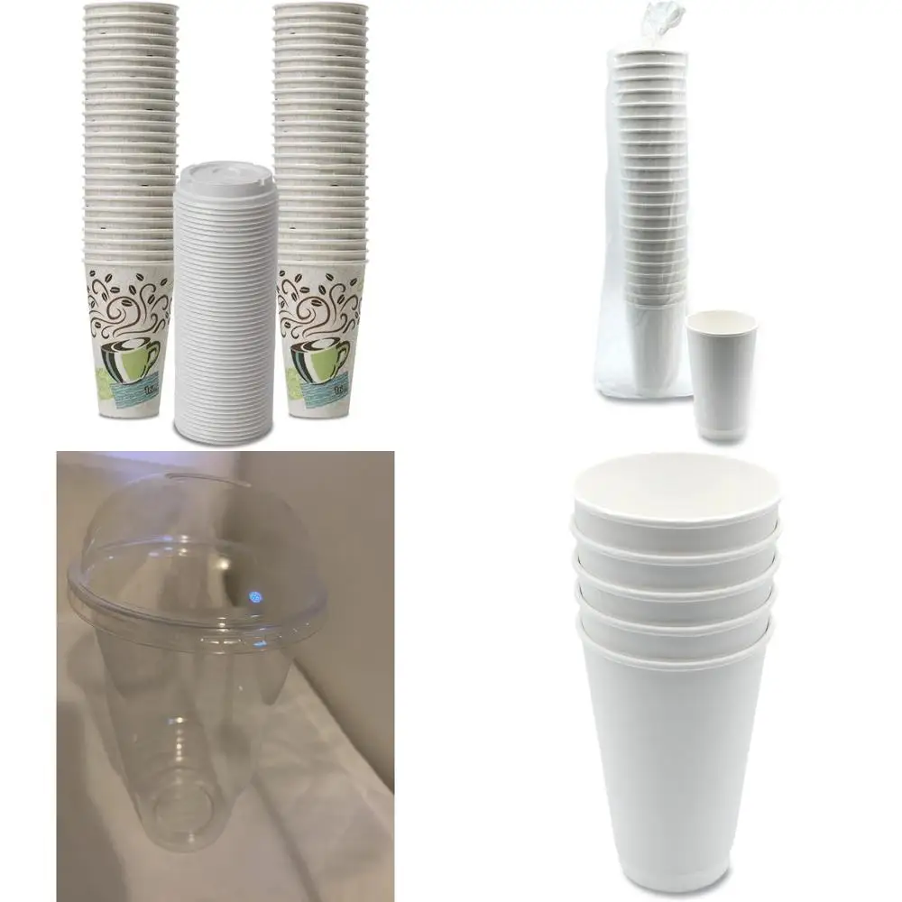 

paper plates/bowls 2 set of dixie perfectouch wisesize coffee design insulated paper cup, 16oz cups and lids bundle (16 oz, 50 c