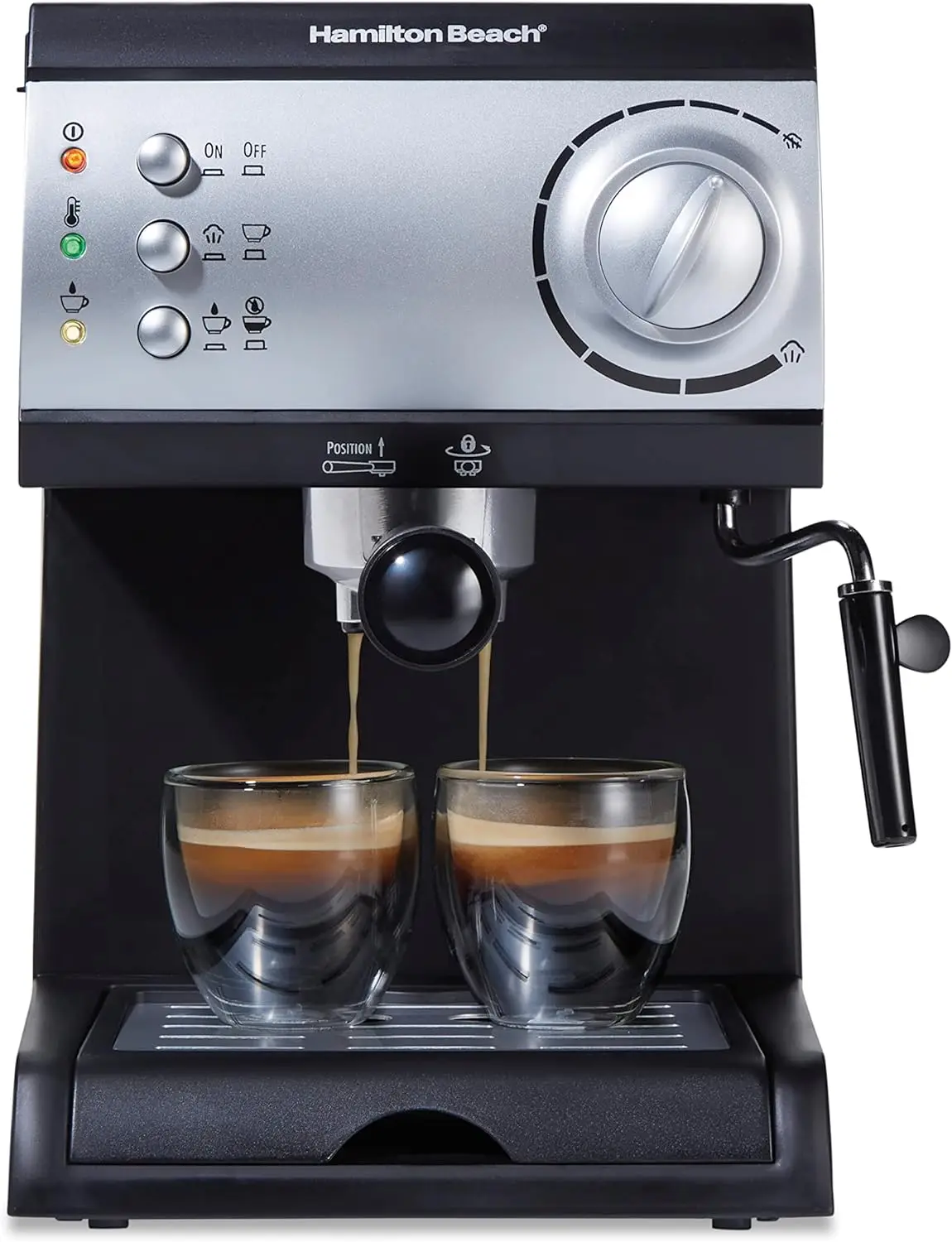 

Cappuccino, Mocha, & Latte Maker,15 Bar Espresso Machine, with Milk Frother, Works with Pods or Ground Coffee, Black