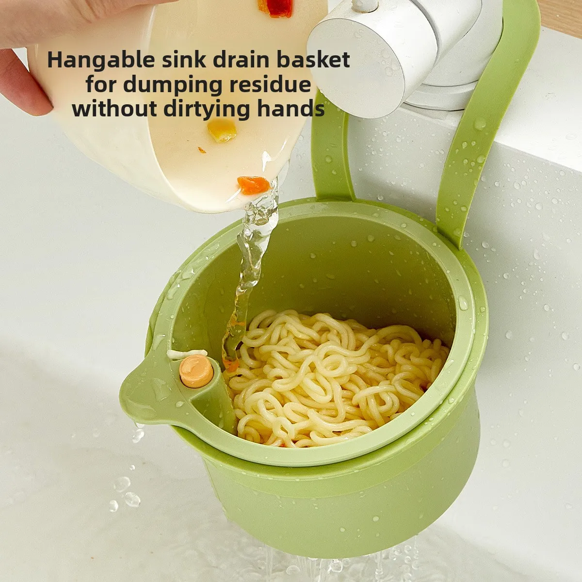 Hanging Sink Basket Button Drain Storage Split Filter Basket 1 Second Install for Kitchen Bathroom Space Saving Durable Plastic
