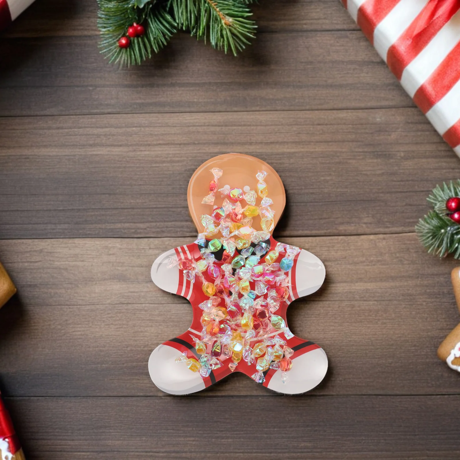 

Gingerbread Man Serving Tray Christmas Snack Bowl For Holiday Party Tableware Melamine Fruit Dessert Platter - Reusable Treat