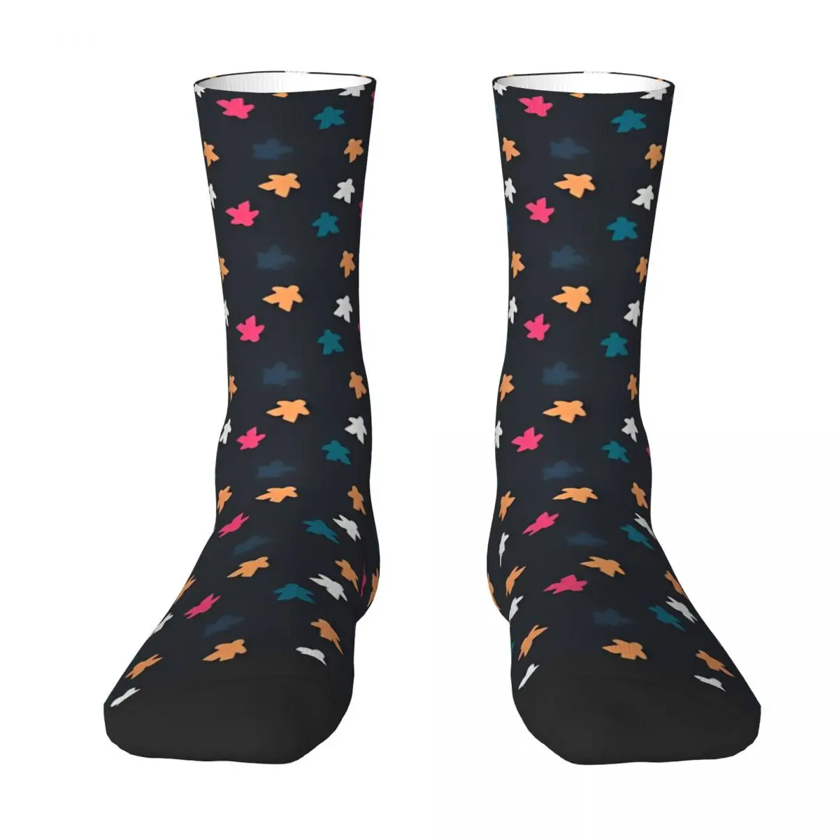 Medias con patrón Meeple oscuro para mujer y hombre, calcetines para juegos de mesa, calcetines cómodos, calcetines deportivos para correr en invierno, calcetines gráficos antibacterianos