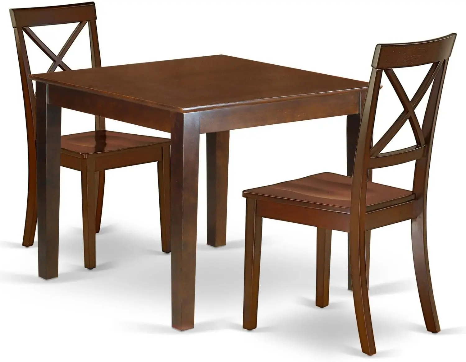 

OXBO3-MAH-W 3 Piece Dining Room Table Set Contains a Square Kitchen Table and 2 Dining Chairs, 36x36 Inch, Mahogany