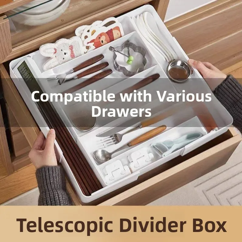 

Expandable Drawer Divided Storage Box Kitchen Utensils Cutlery Spoons Forks Organizer Box Nordic Style DIY Sewing Material