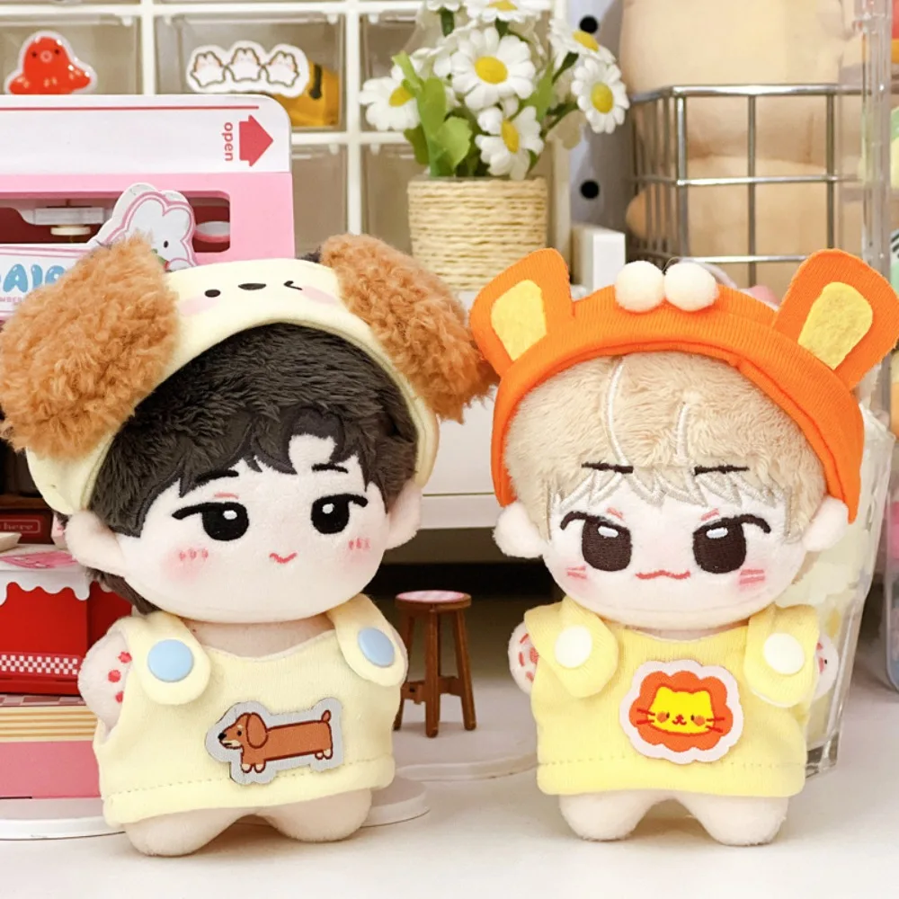 Vestido de alça 10cm roupas de boneca de algodão leão animal boneca roupas terno porco boneca vestir-se conjunto acessórios de boneca