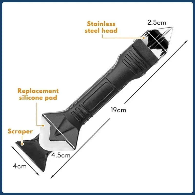 Alat Sekop Logam 5 in 1 Baru: Spatula Silikon, Penghilang Dempul, Penghilang Serpihan, Pemoles Sealant & Pengikis Sudut