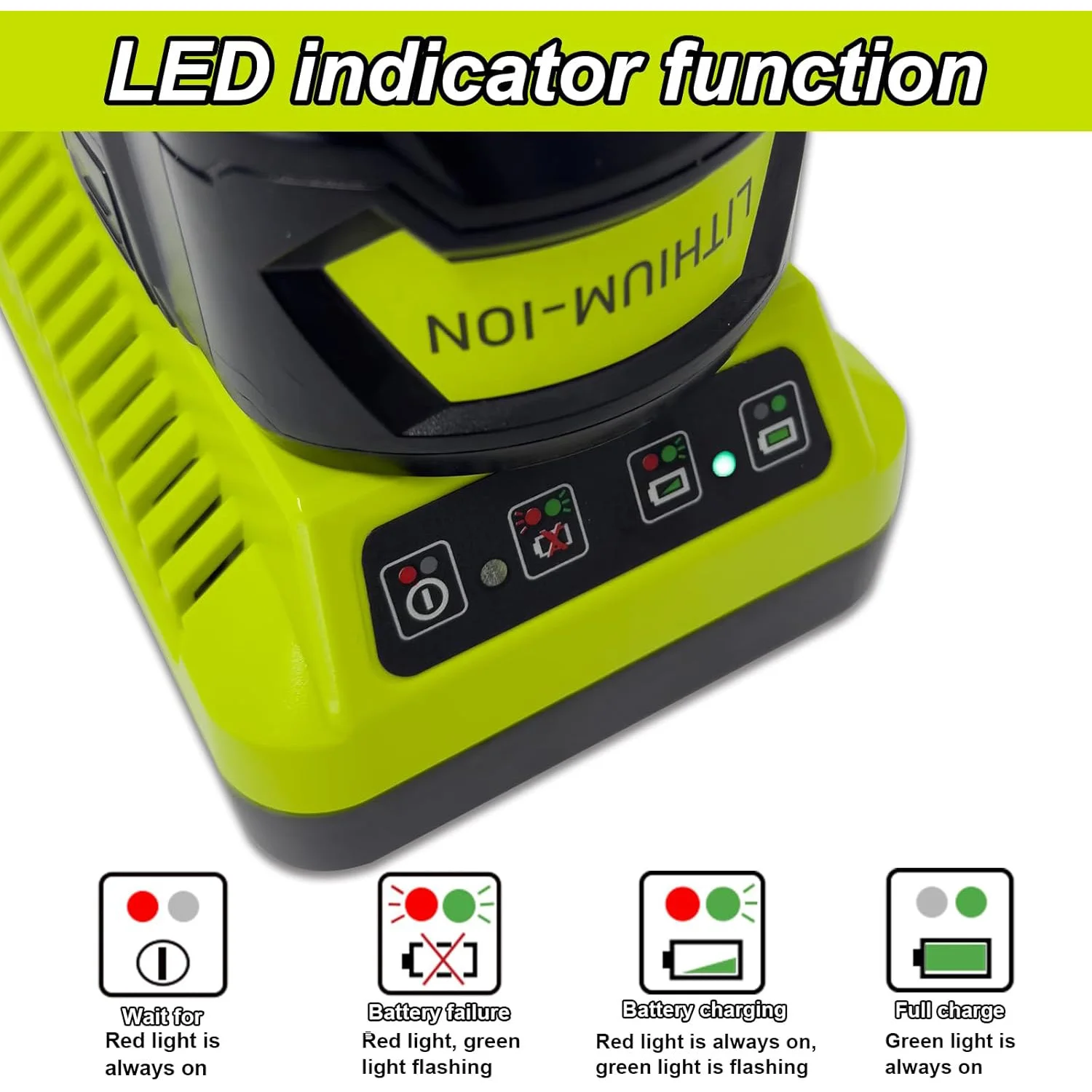 P117 18-Volt Schnellladegerät Ersatz für Ryobi 12V-18V Akku P102 P108 P189 P197 P103 P105 P107 P190 P191 PBP002 PBP005 – Detail 5