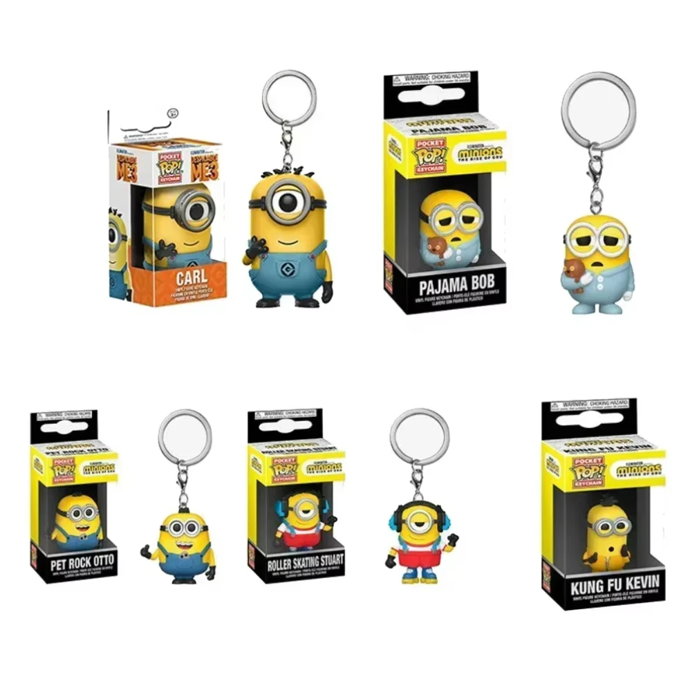 Random One Pocket Keychain Despicable Minions Me CARL Pajama Bob Agnes Pocket Keychain the Rise of GRV Vinyl Figure Toys