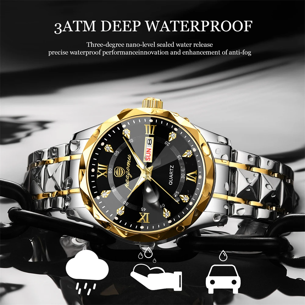 PAAZOMU Luxury Men Watches Business Top Brand Man Wristwatch Waterproof Luminous Date Week Quartz Men\'s Watch High Quality+Box