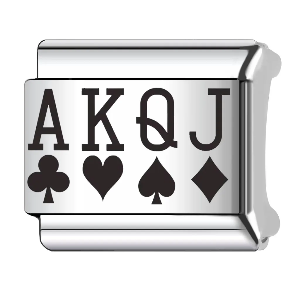 Trusta Poker Game Charm Italian Stainless Steel Bracelet Wholesale N599