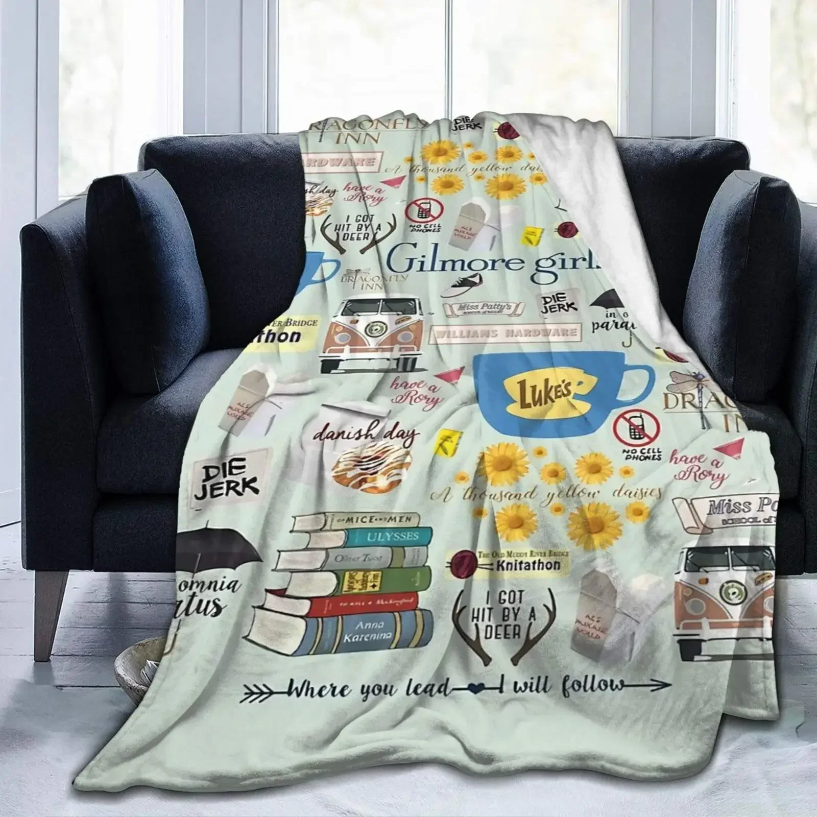 Gilmore I Drink Coffee Like Blanket for Girl Soft Sherpa Blankets, All Season Premium Fluffy Flannel Throw Sofa Bed