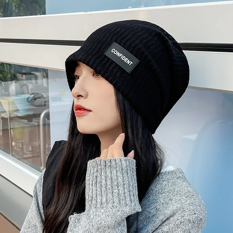 2023 new hat women thin summer and autumn sleeping cap head cover windproof pile hat letter casual hat