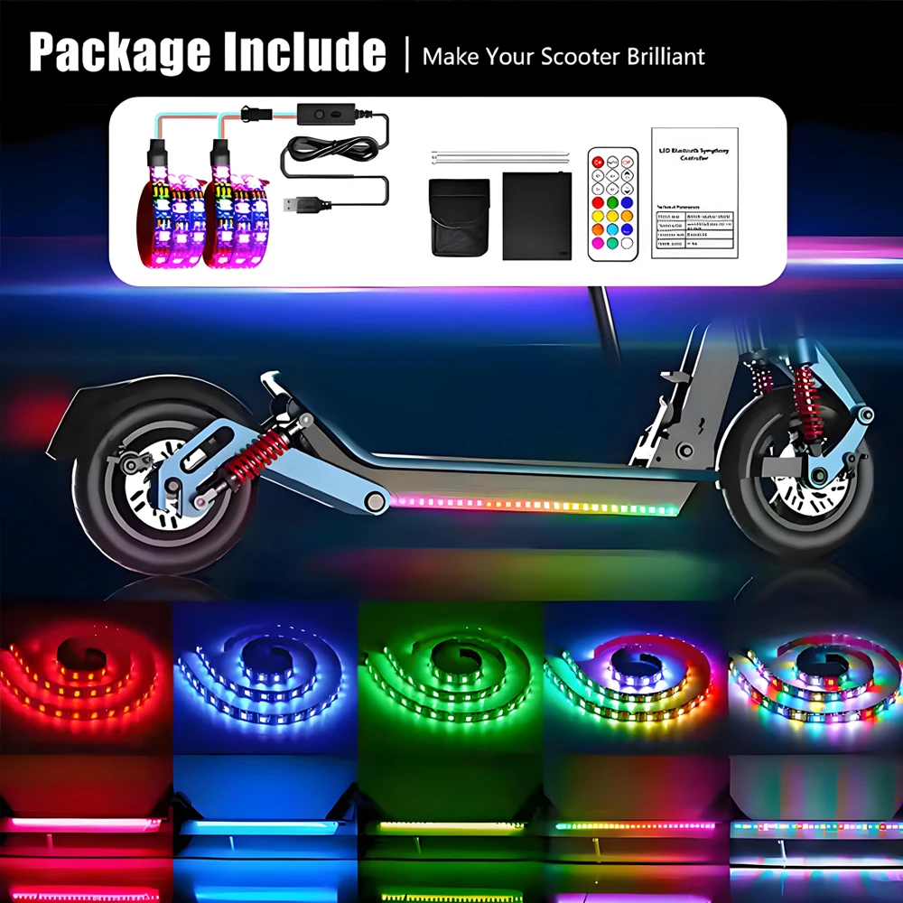 LED Strip Light Flashlight RGB Bar Lamp for Electric Scooter Car Decoration Long Light Flash Model