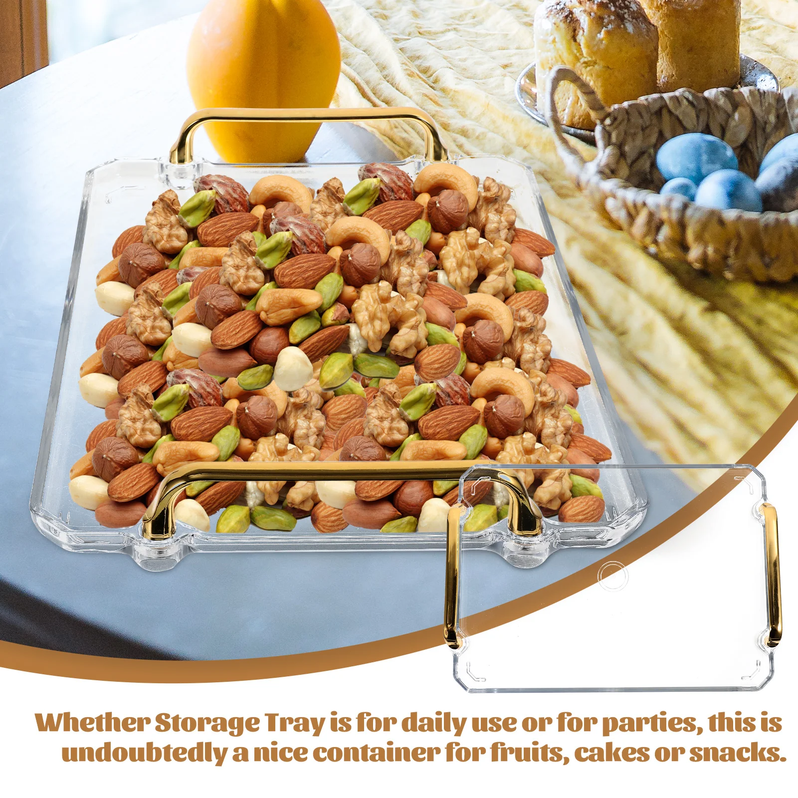 

Rectangular Tray Desktop Serving Tray Plastic Fruit Storage Plate Daily Use Coffee Tea Cup Accessories