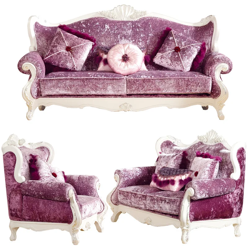 

Европейский тканевый диван, резьба по дереву, цветок, американский размер гостиной, тканевый диван для квартиры