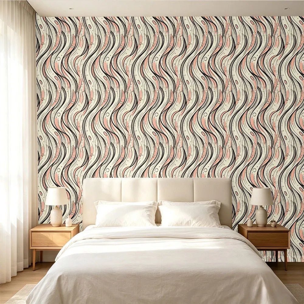 1pc Color Modern Geometry Print Self Adhesive PVC Wallpaper Bedroom Cabinet Living Room Art Wall Fashion Sticker Decoration