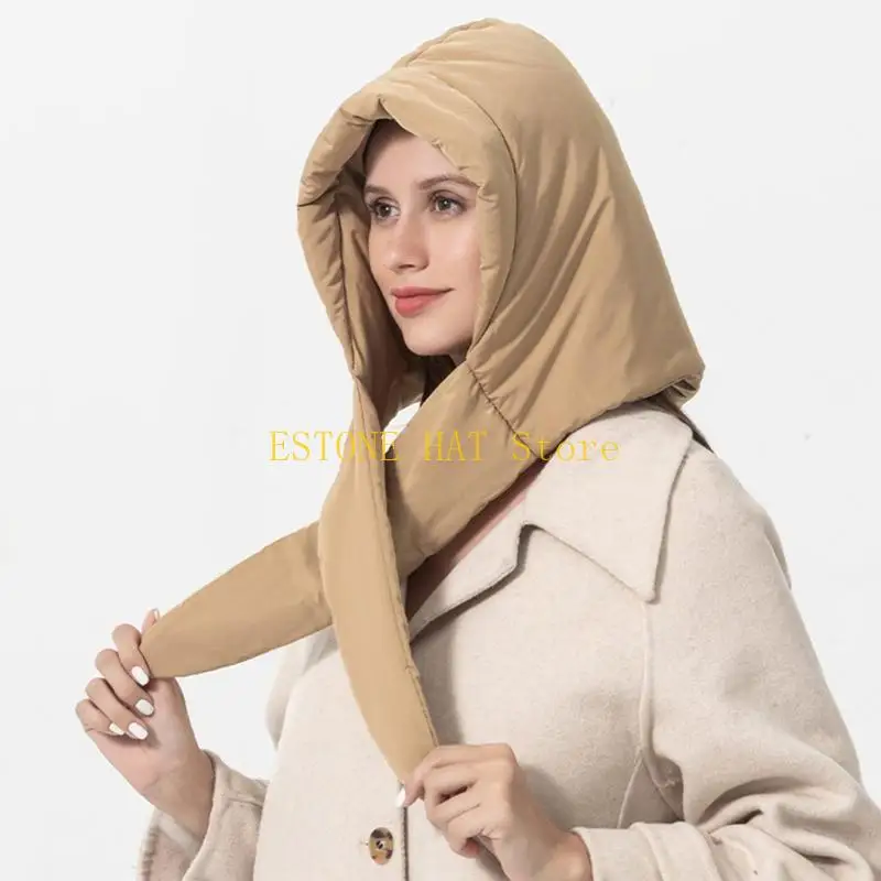 49MF Winter Cap Female Down Hat Anti-Static Cycling Hat Women Fashion Ear Flaps Hat