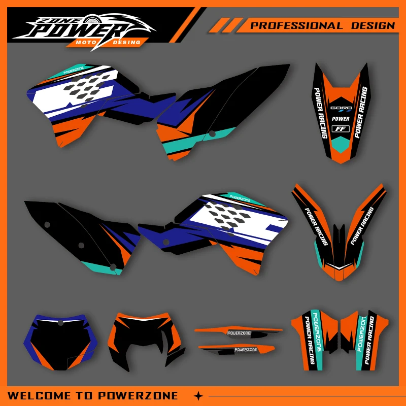 POWERZONE Motocross For KTM SXF 2007 2008 2009 2010 EXC 2008 2009 2010 2011 Graphics Background Sticker Decal Kits Customized 02