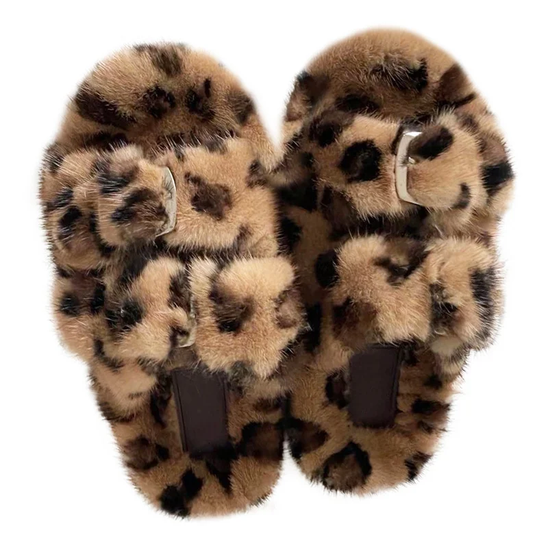 100% Mink Fur Women's Slipper No Winter Sticking Pvc Fur House Slippers Woman Slippers Good Selling Women Shoes