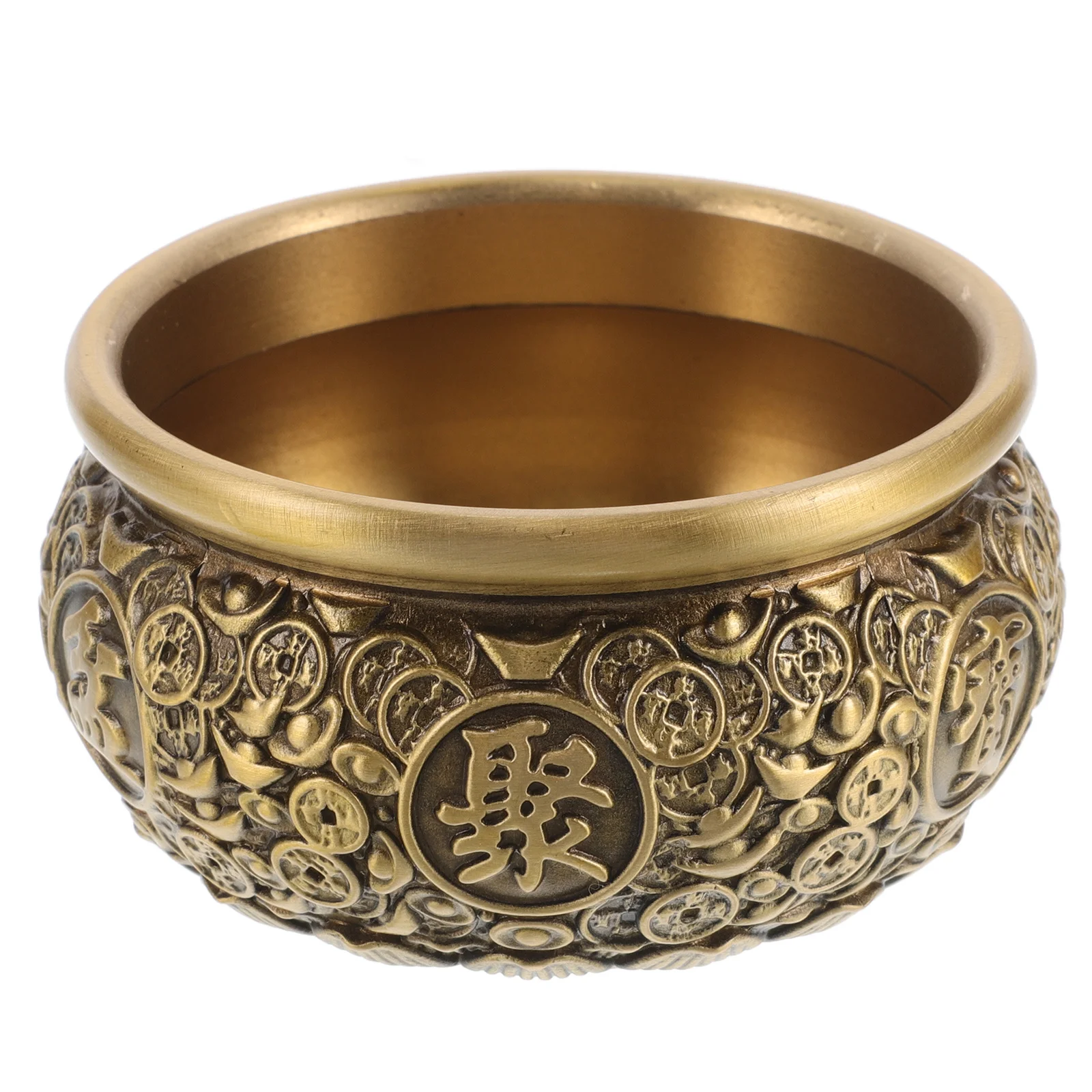 

Brass Feng Shui Treasure Basin Ancient Style Wealth Accumulation Ornament for Home Office Positive Energy Decorative