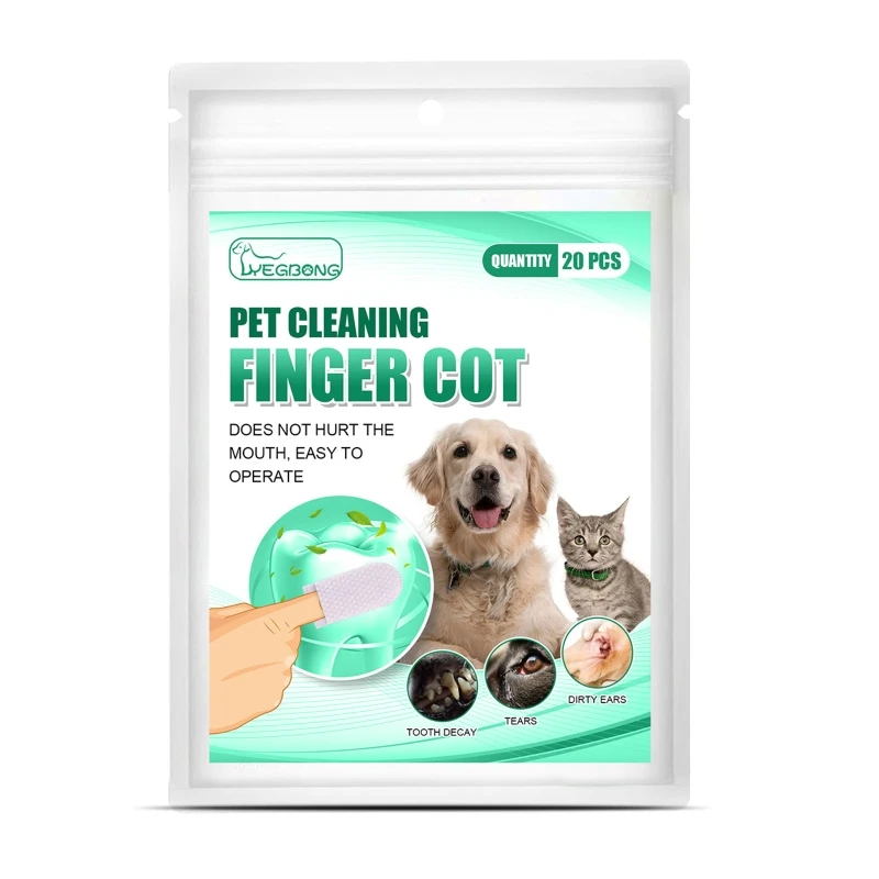20 chiếc mỗi gói Bàn chải đánh răng cho chó Vải không dệt Khăn lau chăm sóc răng miệng cho chó mèo