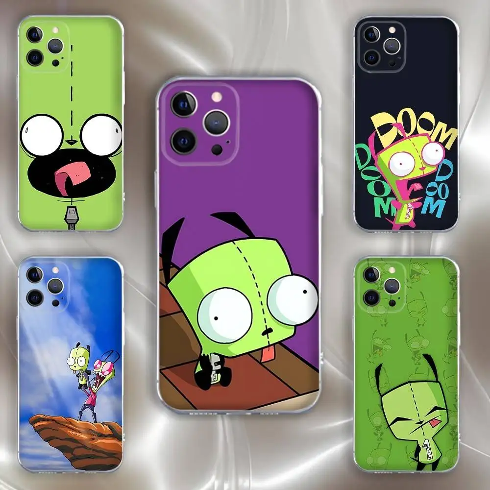

Cartoon I-Invader Zim Gir Phone Case For iPhone 16,15,14,13,12,11 Pro,Max,Plus,X,XS,XR,SE,Mini Transparent Silicone Soft